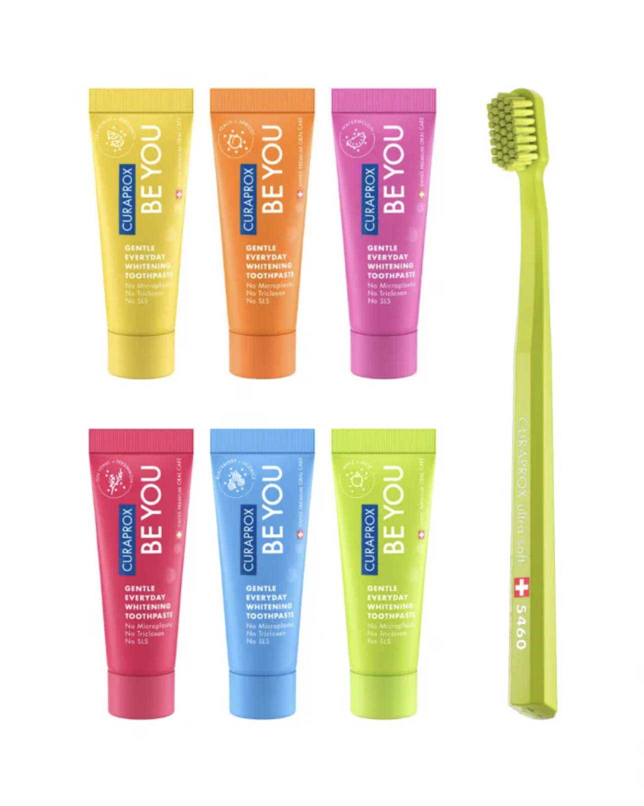 Curaprox Be you Kit - Набор из шести вкусов и ультра-мягкая зубная щетка