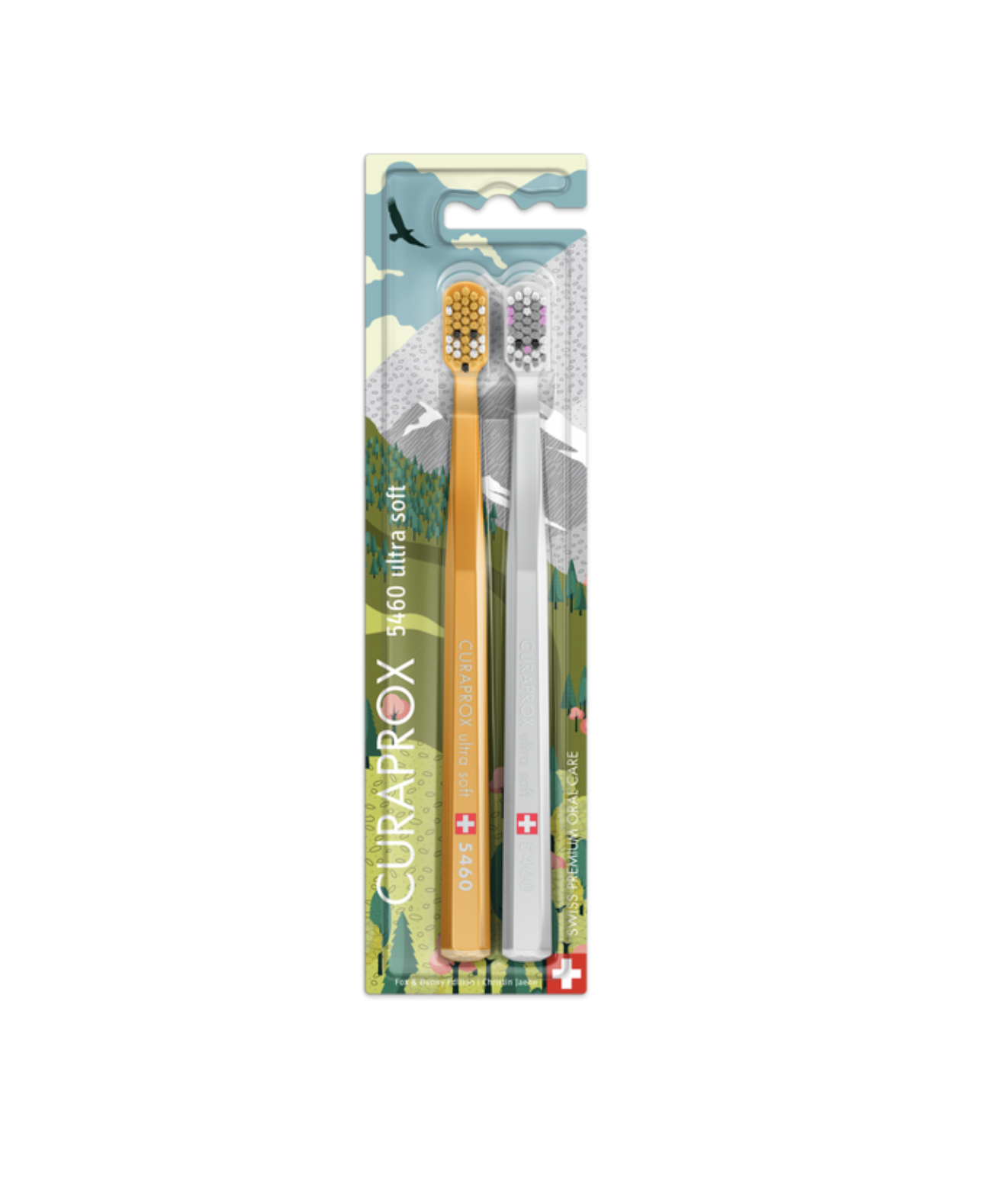 Curaprox Toothbrush CS 5460-2 Fox and Banny - Набор зубных щеток оранжевая и серая