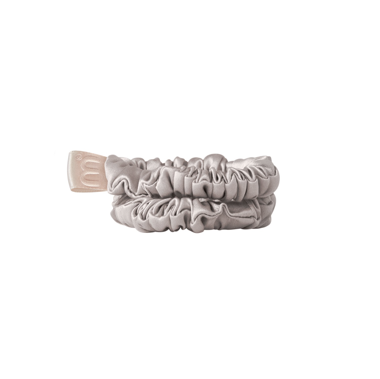 Mon Mou Silk Slim Scrunchie Duo Set Taupe - Набор из 2 тонких мини-резинок для волос серо-бежевый