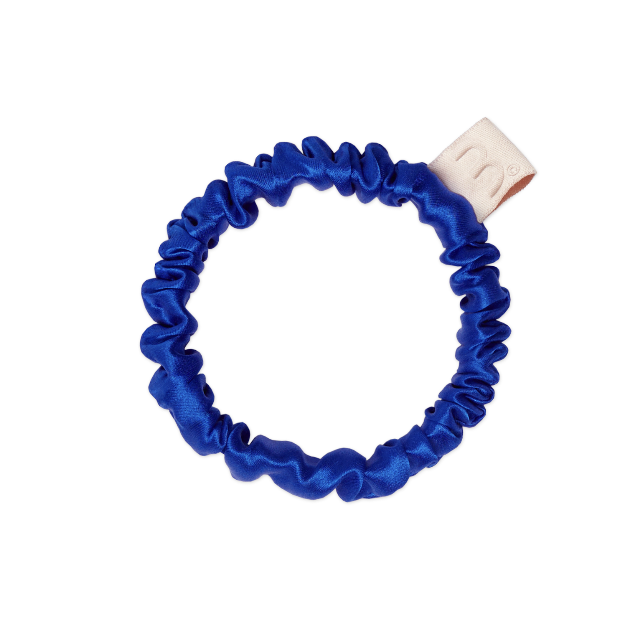 Mon Mou Silk Slim Scrunchie Dark Blue - Тонкая резинка для волос синяя электрик