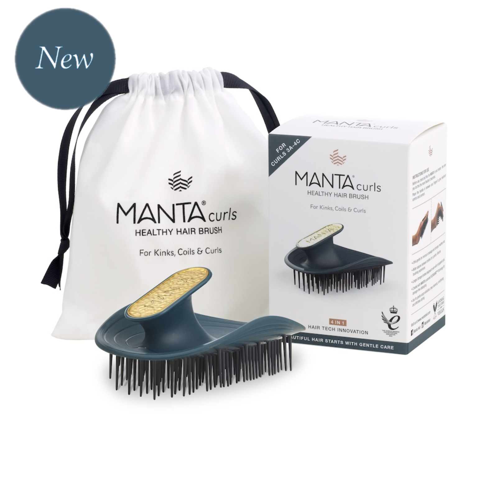 Manta Kinks Coils & Curls Soft Teal - Щетка для вьющихся и волнистых волос синяя Manta Kinks Coils & Curls Soft Teal - Щетка для вьющихся и волнистых волос синяя