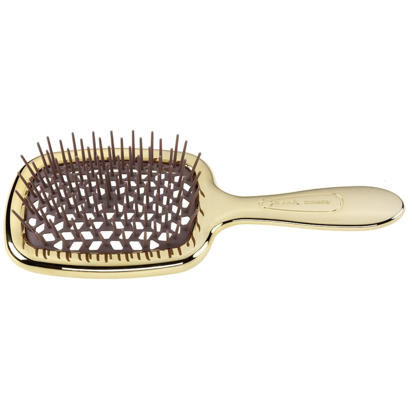 Janeke Superbrush Small - Щетка для волос золотая с коричневым AUSP235