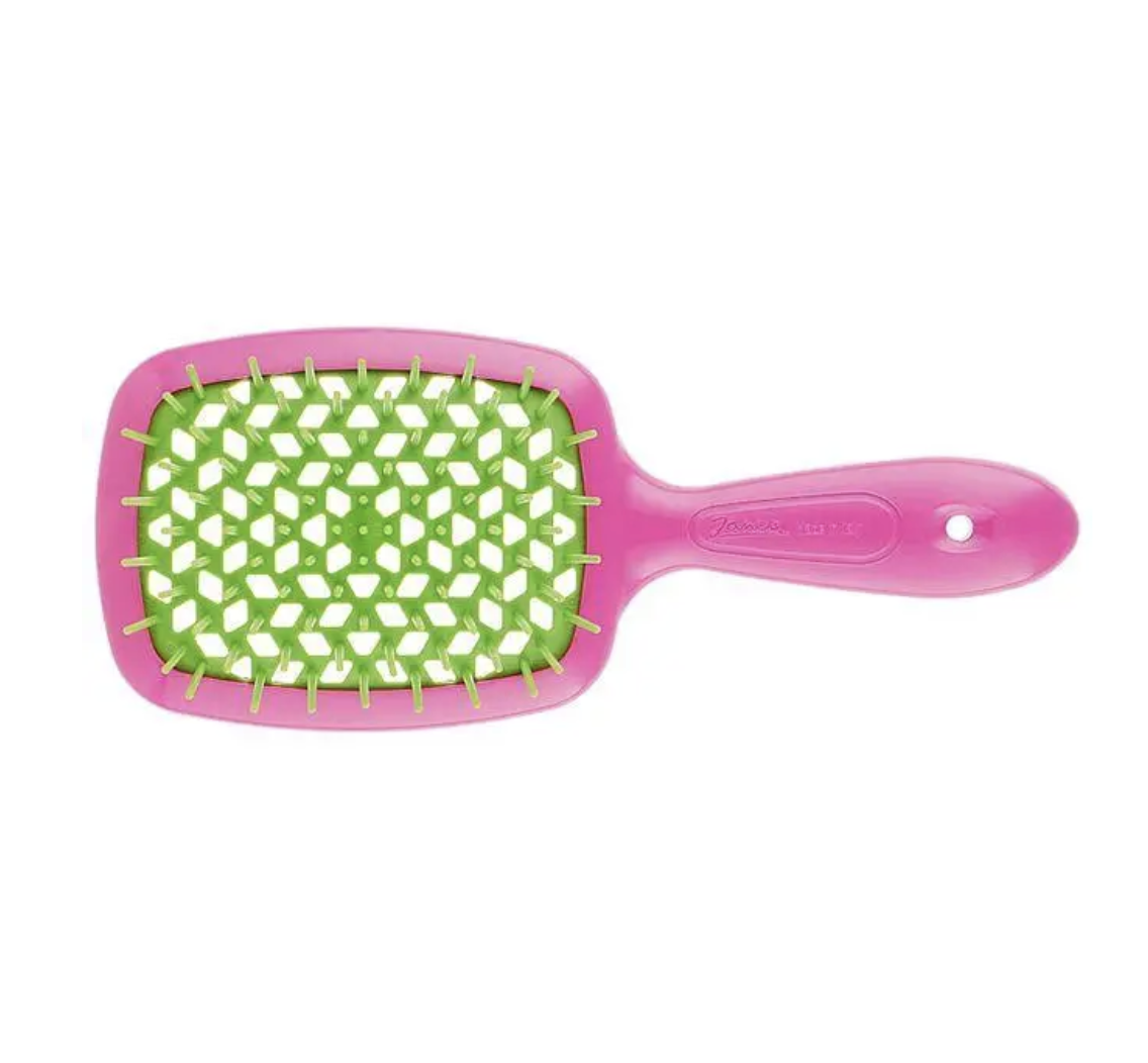 Janeke Superbrush Standart - Щетка для волос розовая с салатовым