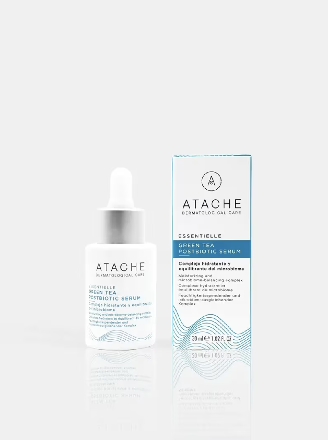 Atache Essentielle Green Tea Postbiotic Serum - Балансуюча антиоксидантна сироватка з зеленим чаєм та постбіотиками