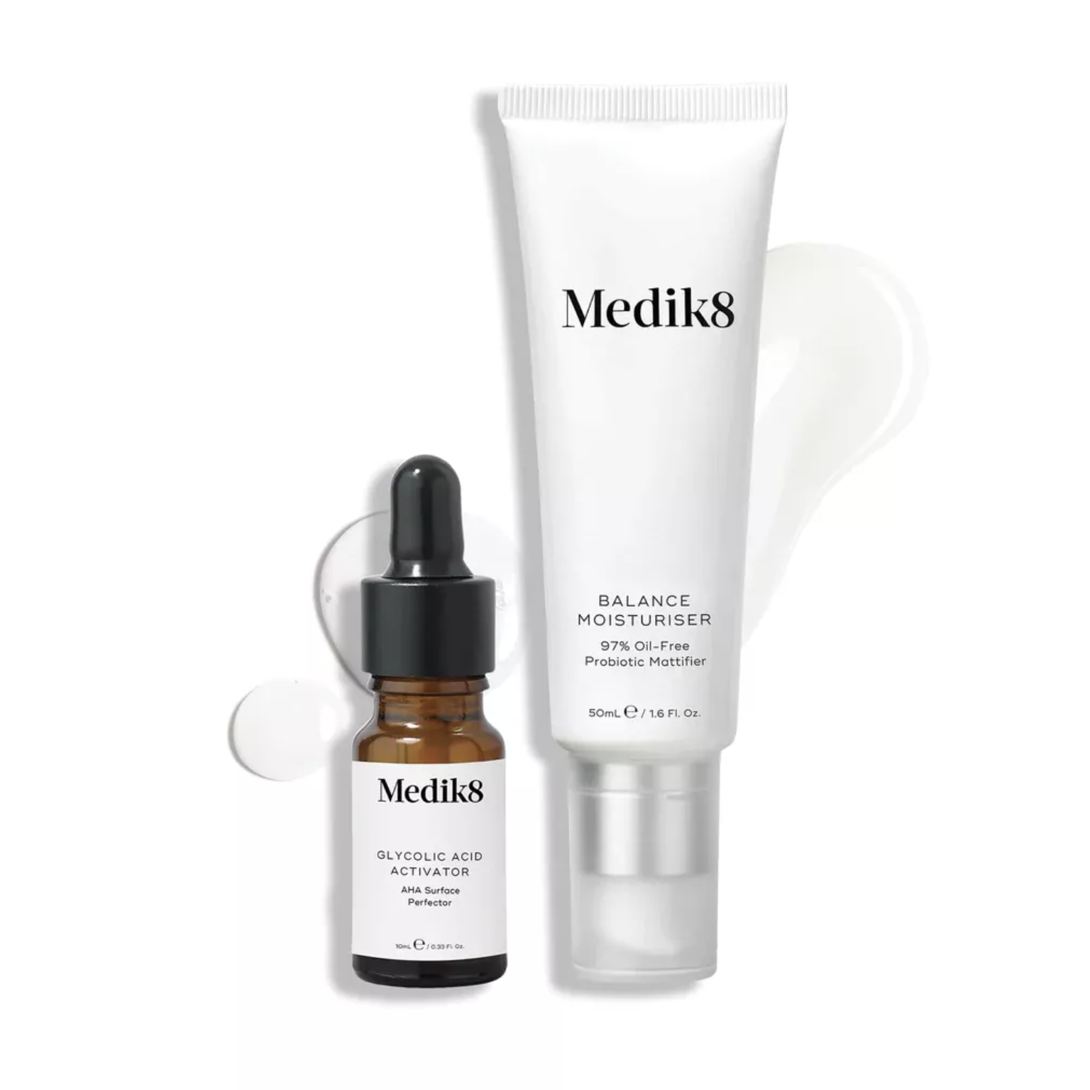 Medik8 Balance Moisturiser & Glycolic Acid Activator - Безмасляний зволожувальний крем та сироватка з АНА Medik8 Balance Moisturiser & Glycolic Acid Activator - Безмасляний зволожувальний крем та сироватка з АНА