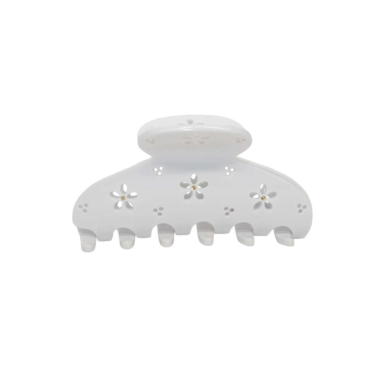 Emi Jay Lil Effing Clip in Blanc Petal Eyelet - Средний крабик для волос
