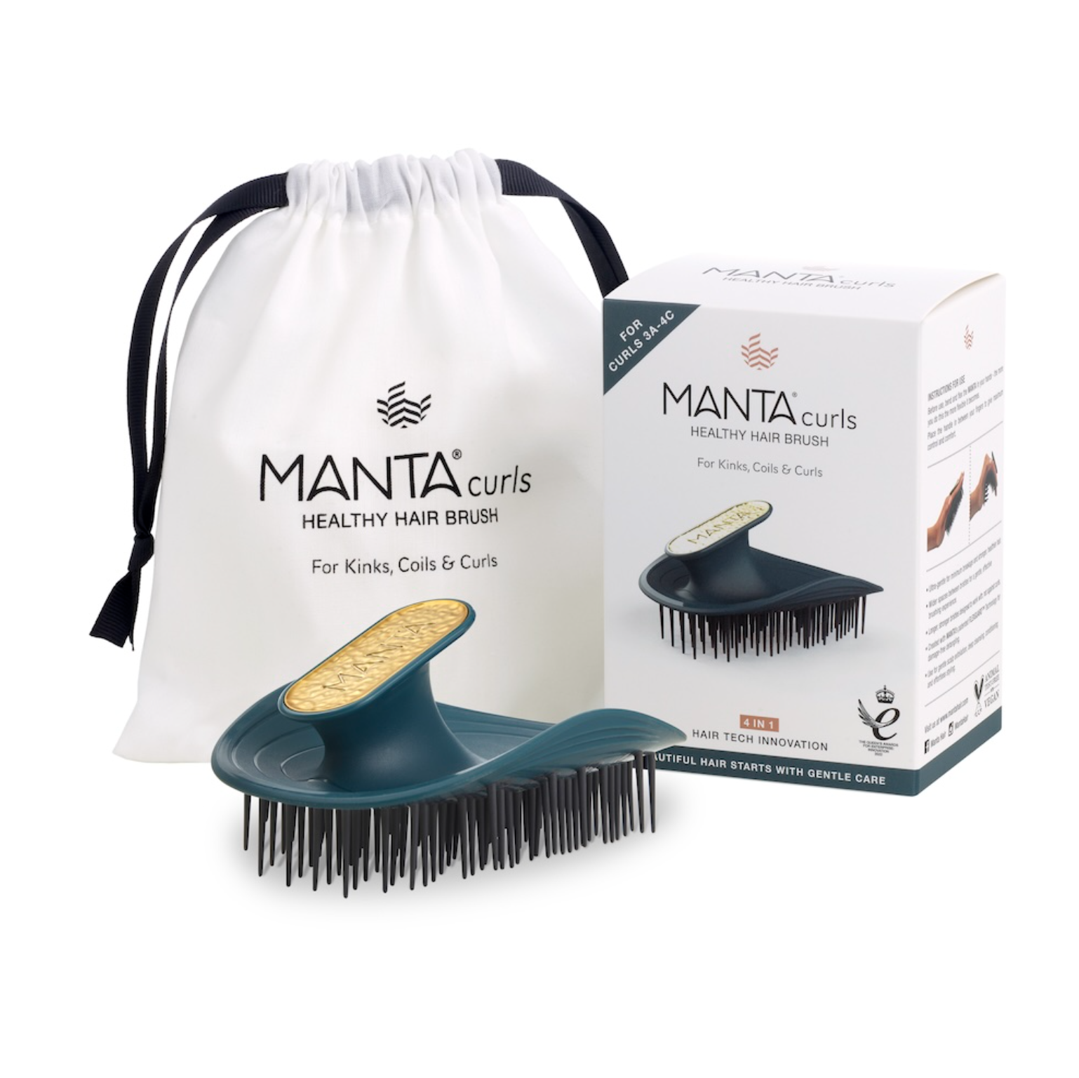 Manta Kinks Coils & Curls Soft Teal - Щетка для вьющихся и волнистых волос изумрудная Manta Kinks Coils & Curls Soft Teal - Щетка для вьющихся и волнистых волос изумрудная