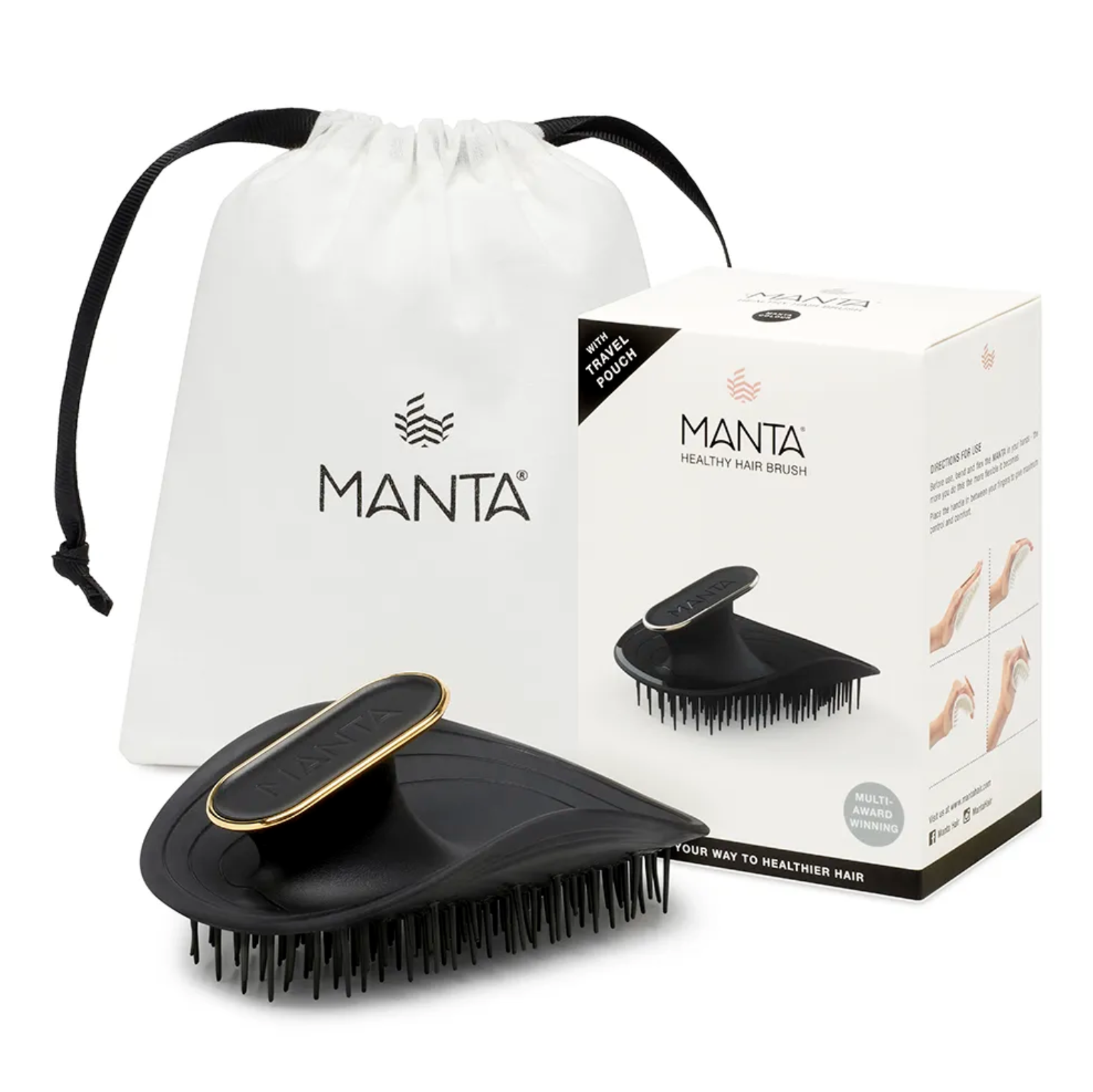Manta Brush Black Gold - Щетка для волос черная