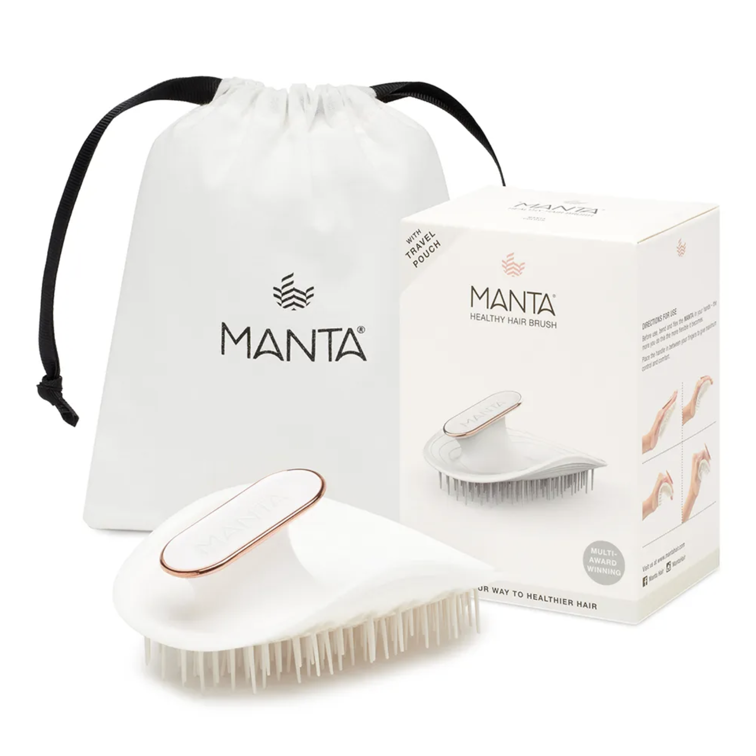 Manta Brush White Rose Gold - Щетка для волос белая