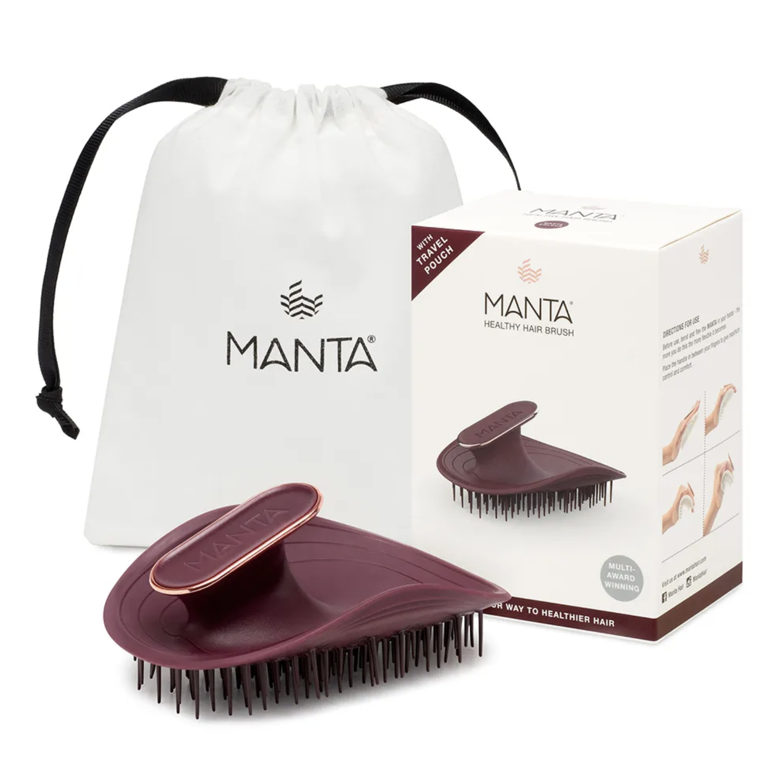Manta Brush Burgundy Rose Gold - Щетка для волос бургунди